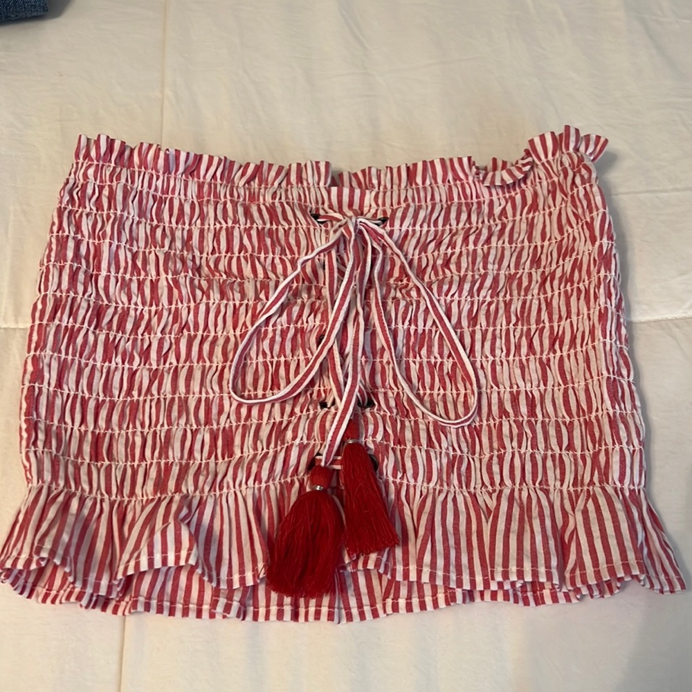 American Eagle red striped tube top (s)